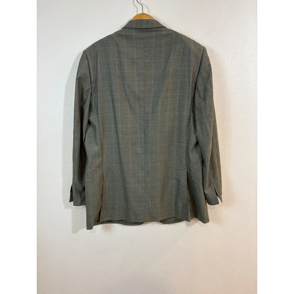 Ermenegildo Zegna Sport Coat Mens 50R Green Vintage Wool Windowpane